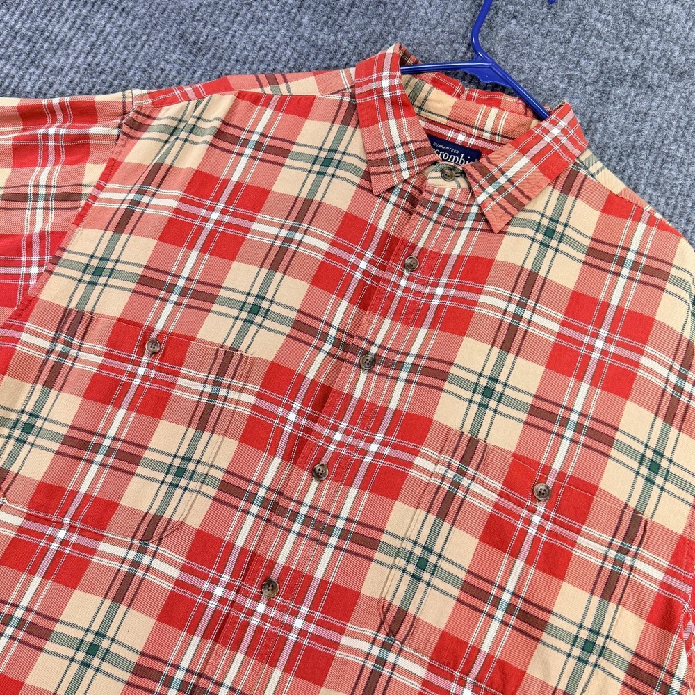 Abercrombie & Fitch Shirt Mens Large Madras Red Plaid Short Sleeve Button Up
